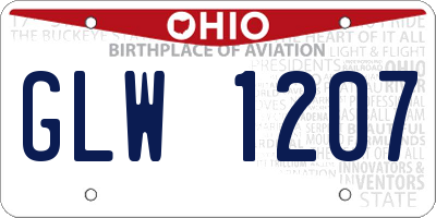 OH license plate GLW1207