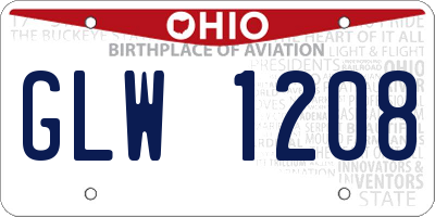 OH license plate GLW1208
