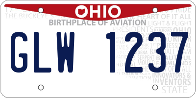 OH license plate GLW1237