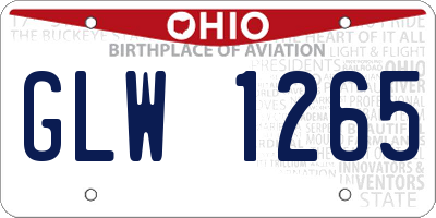 OH license plate GLW1265