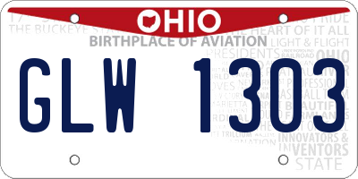 OH license plate GLW1303