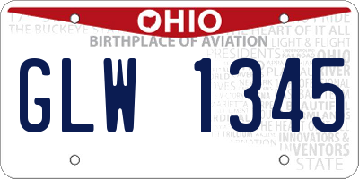 OH license plate GLW1345