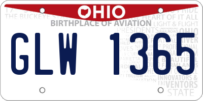 OH license plate GLW1365
