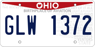 OH license plate GLW1372
