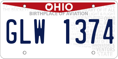 OH license plate GLW1374