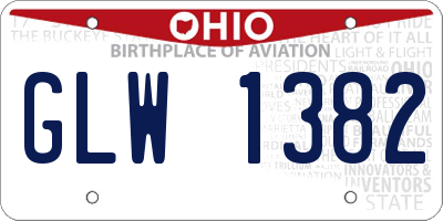 OH license plate GLW1382