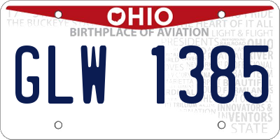 OH license plate GLW1385