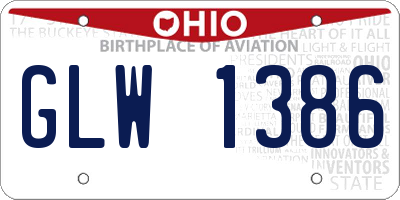OH license plate GLW1386