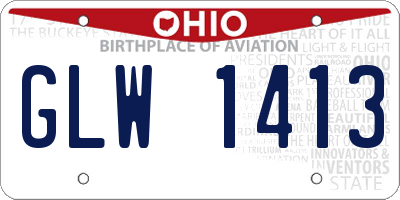 OH license plate GLW1413