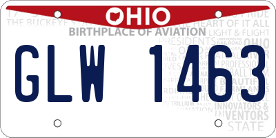 OH license plate GLW1463