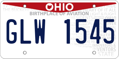 OH license plate GLW1545