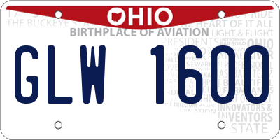 OH license plate GLW1600