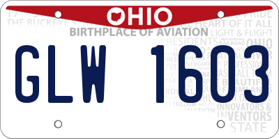 OH license plate GLW1603