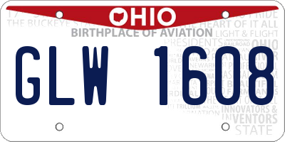 OH license plate GLW1608