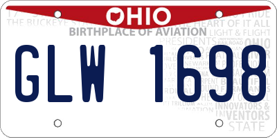 OH license plate GLW1698