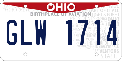 OH license plate GLW1714