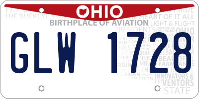 OH license plate GLW1728