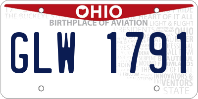OH license plate GLW1791