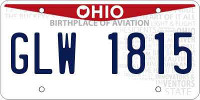 OH license plate GLW1815
