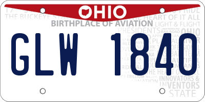 OH license plate GLW1840