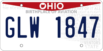 OH license plate GLW1847
