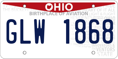 OH license plate GLW1868