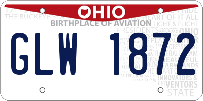 OH license plate GLW1872