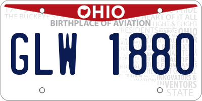 OH license plate GLW1880