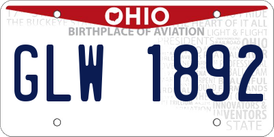OH license plate GLW1892