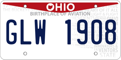 OH license plate GLW1908