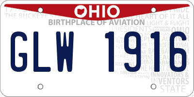 OH license plate GLW1916