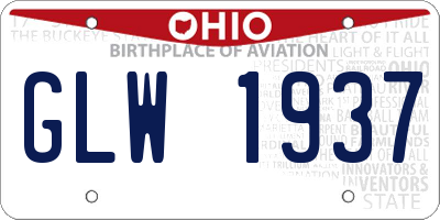 OH license plate GLW1937