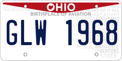 OH license plate GLW1968