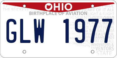 OH license plate GLW1977