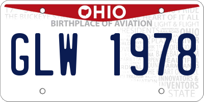 OH license plate GLW1978