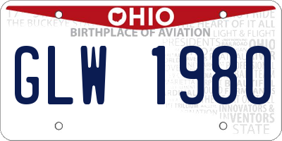 OH license plate GLW1980