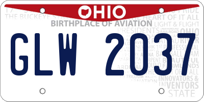 OH license plate GLW2037