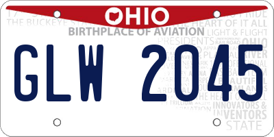 OH license plate GLW2045