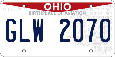 OH license plate GLW2070