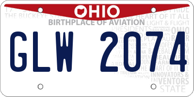 OH license plate GLW2074