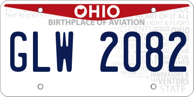 OH license plate GLW2082