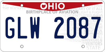 OH license plate GLW2087