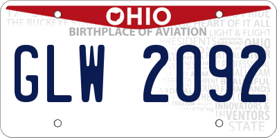 OH license plate GLW2092