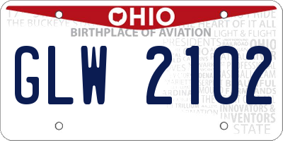 OH license plate GLW2102