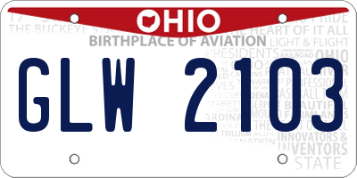 OH license plate GLW2103