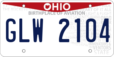 OH license plate GLW2104