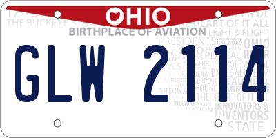OH license plate GLW2114