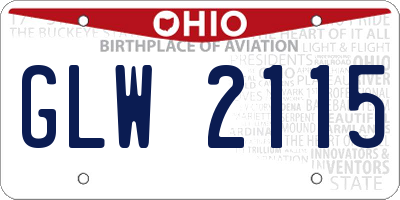 OH license plate GLW2115