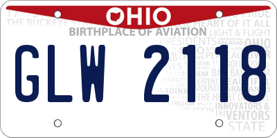 OH license plate GLW2118