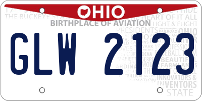 OH license plate GLW2123